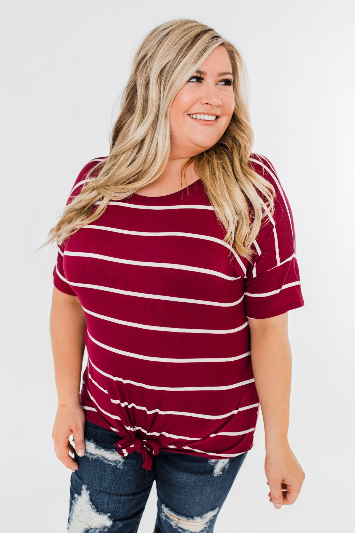 Shine The Way You Do Striped Top- Burgundy