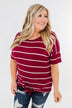 Shine The Way You Do Striped Top- Burgundy