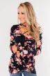 See You Later Criss Cross Floral Top- Navy