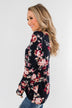 See You Later Criss Cross Floral Top- Navy