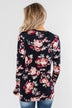 See You Later Criss Cross Floral Top- Navy