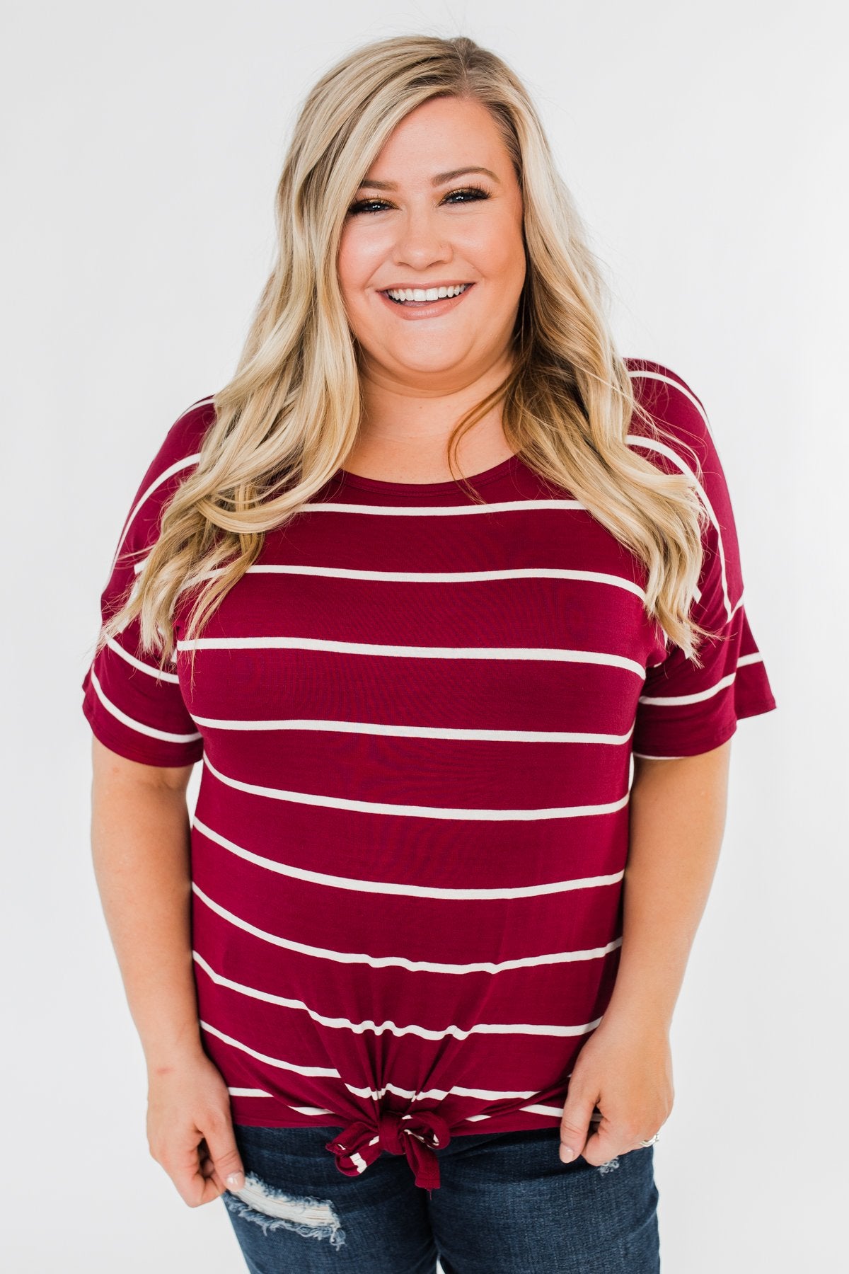 Shine The Way You Do Striped Top- Burgundy