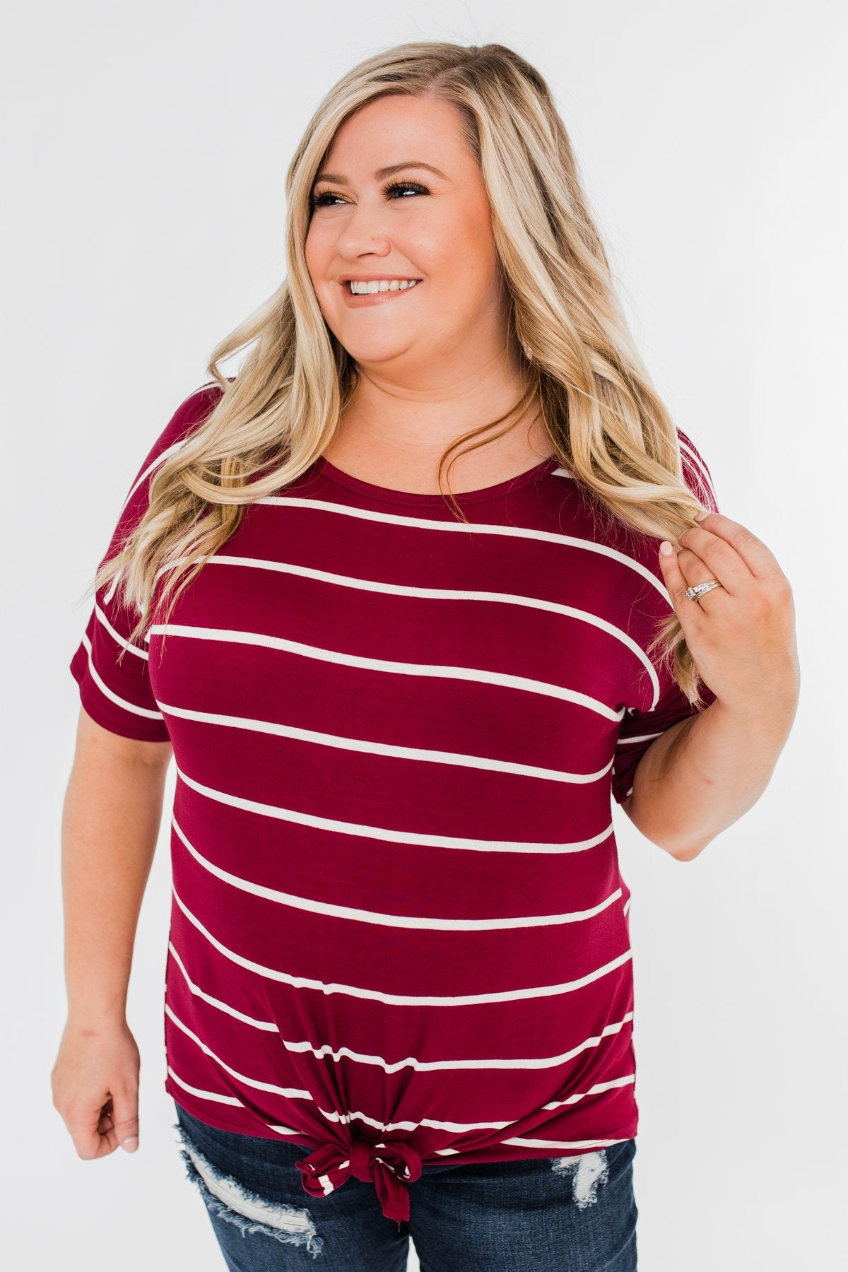 Shine The Way You Do Striped Top- Burgundy