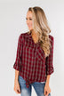 Ready For The Season Plaid Top- Cranberry