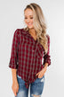 Ready For The Season Plaid Top- Cranberry