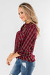 Ready For The Season Plaid Top- Cranberry