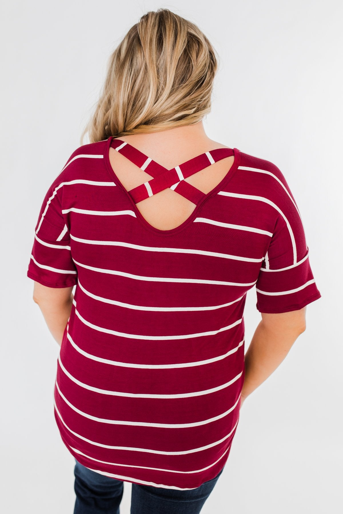 Shine The Way You Do Striped Top- Burgundy