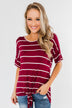 Shine The Way You Do Striped Top- Burgundy