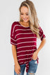 Shine The Way You Do Striped Top- Burgundy