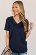 From The Moment We Met V-Neck Tee- Navy