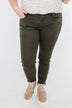 Rubberband Colored Skinny Jeans- Olive