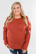 Something More Exciting Cold Shoulder Top- Rust