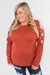 Something More Exciting Cold Shoulder Top- Rust