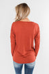 Something More Exciting Cold Shoulder Top- Rust