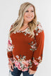 Lovely Feelings Long Sleeve Floral Blouse- Spiced Apple Red