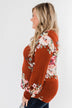 Lovely Feelings Long Sleeve Floral Blouse- Spiced Apple Red