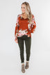 Lovely Feelings Long Sleeve Floral Blouse- Spiced Apple Red