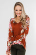Lovely Feelings Long Sleeve Floral Blouse- Spiced Apple Red