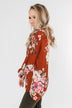 Lovely Feelings Long Sleeve Floral Blouse- Spiced Apple Red