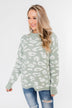 Journey Into The Jungle Leopard Sweater- Light Sage
