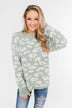 Journey Into The Jungle Leopard Sweater- Light Sage