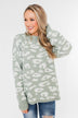 Journey Into The Jungle Leopard Sweater- Light Sage