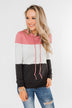 Anyway I Want Color Block Hoodie- Dusty Pink & Charcoal