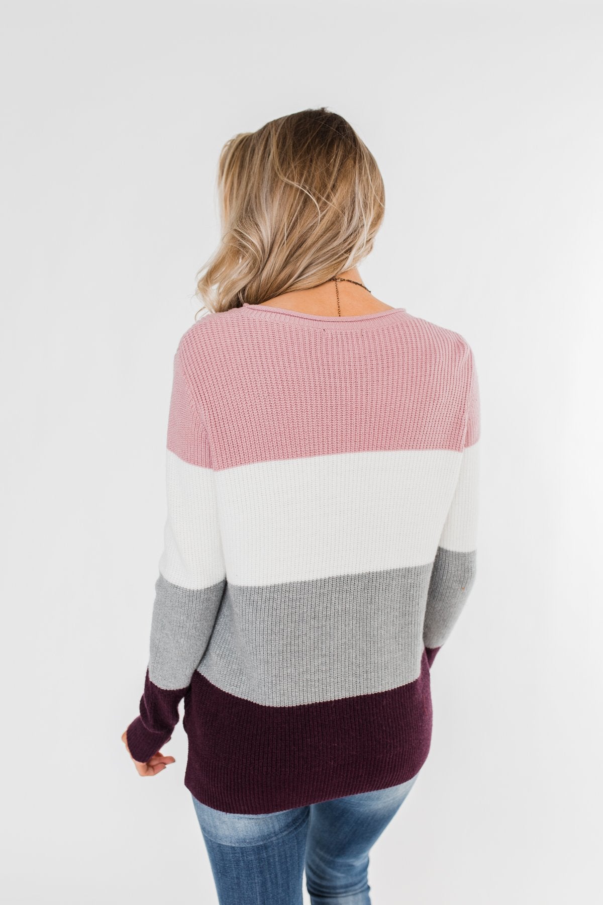 Say You Love Me Knit Sweater- Grey & Plum