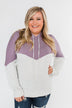 Promise Me Color Block Hoodie- Heather Grey & Lilac