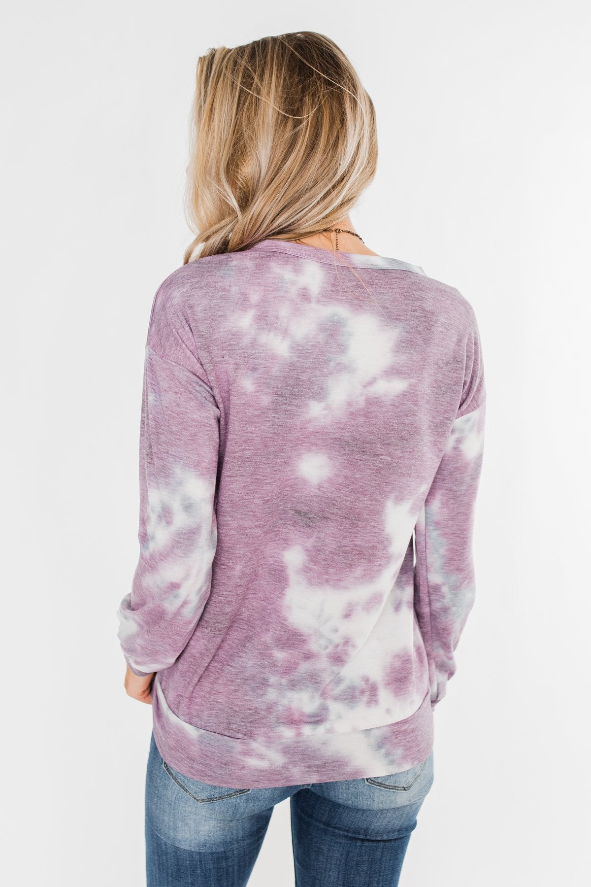 Criss Cross Tie Dye Pullover Purple Grey White The Pulse