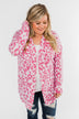 Long Sleeve Leopard Cardigan- Taffy Pink