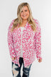 Long Sleeve Leopard Cardigan- Taffy Pink