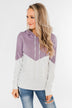 Promise Me Color Block Hoodie- Heather Grey & Lilac