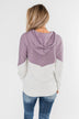 Promise Me Color Block Hoodie- Heather Grey & Lilac