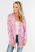 Long Sleeve Leopard Cardigan- Taffy Pink
