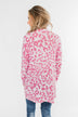 Long Sleeve Leopard Cardigan- Taffy Pink