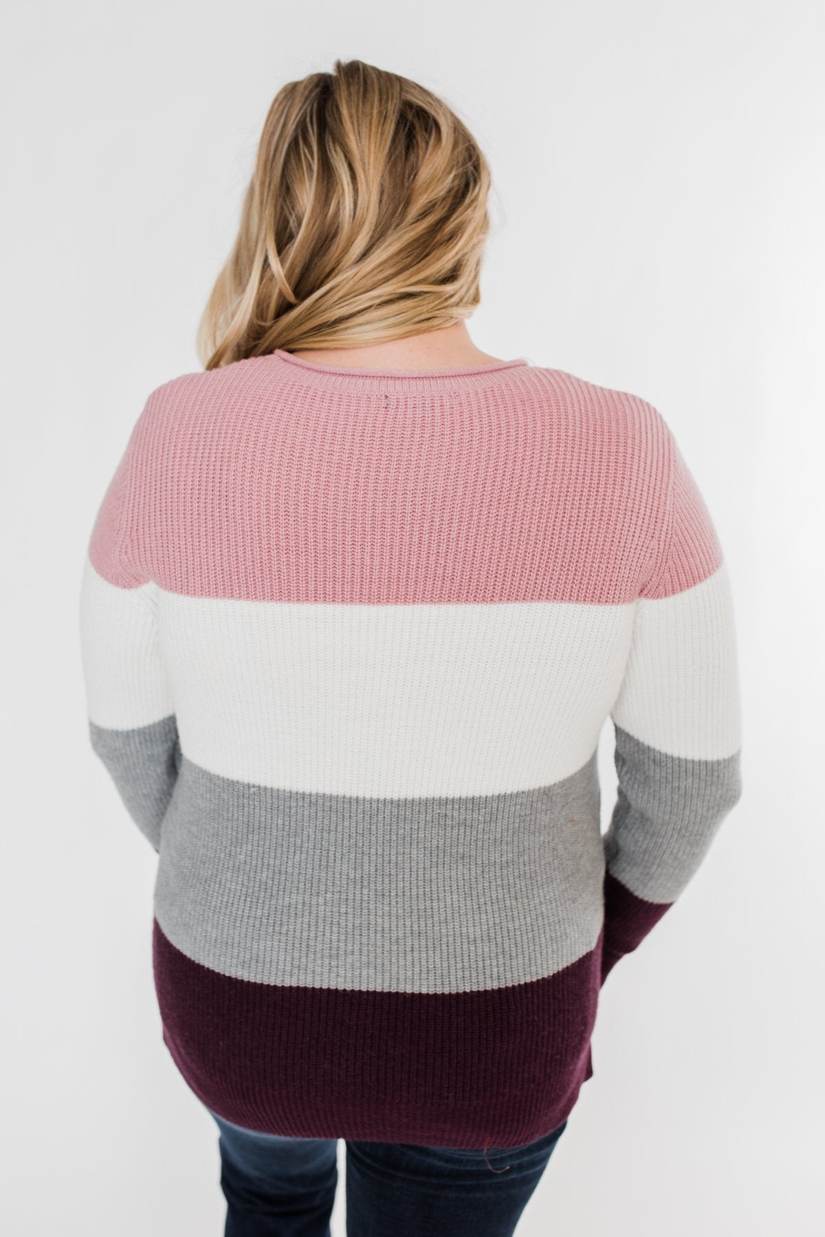 Say You Love Me Knit Sweater- Grey & Plum