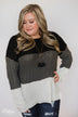 Sweater Weather Knitted Color Block- Black, Charcoal, Ivory