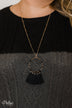 Beaded Circle & Tassel Necklace- Black