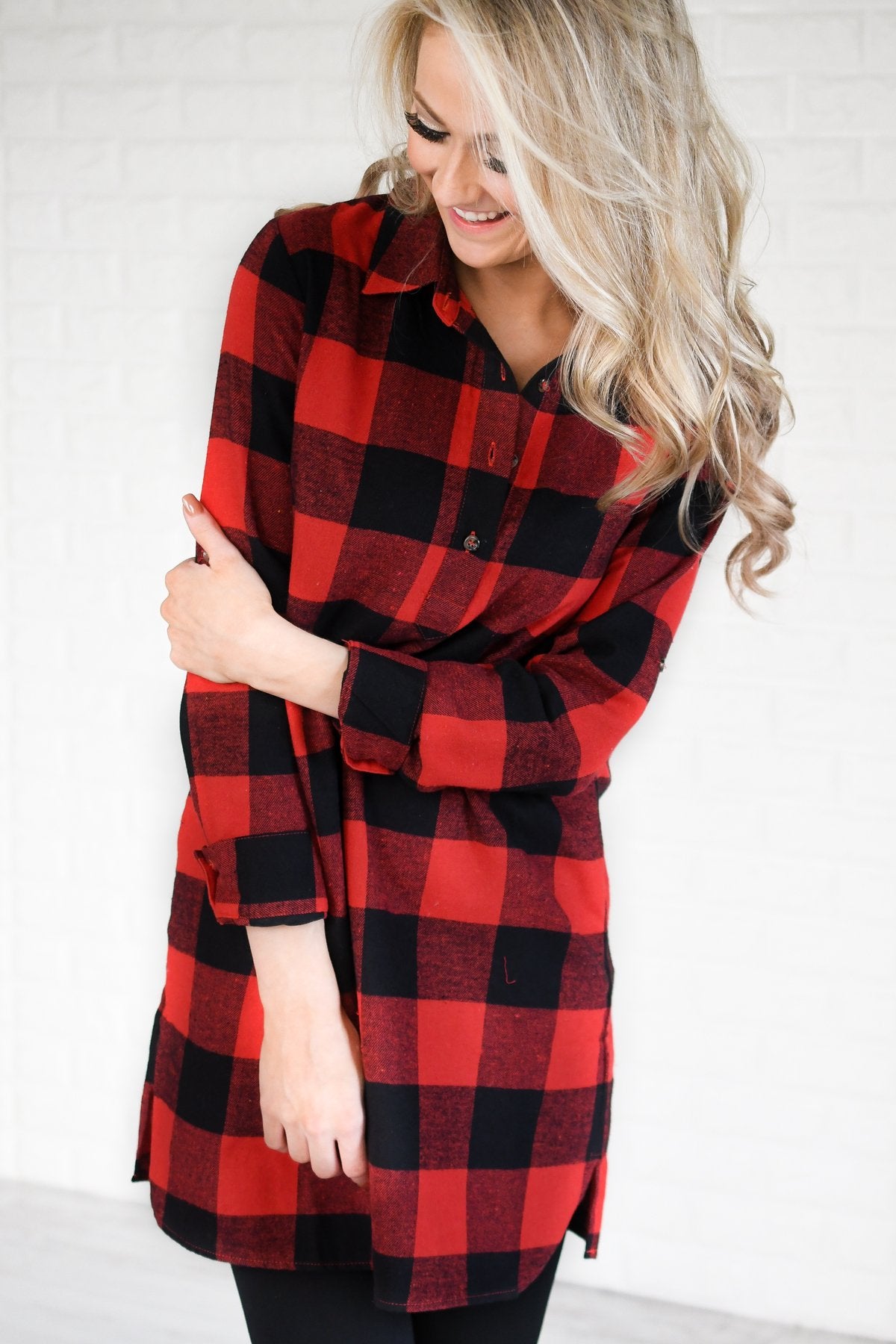 Buffalo Plaid Long Tunic Top