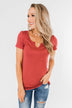 This is Me Notch Pocket Top- Brick Red