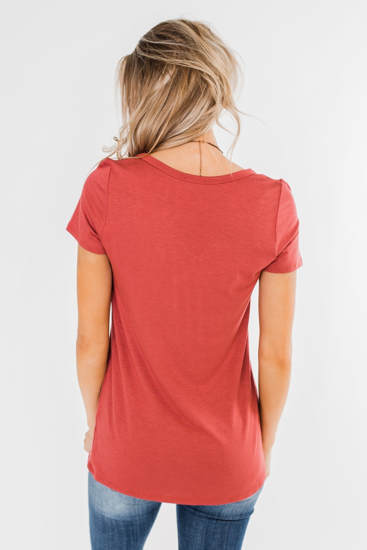 This is Me Notch Pocket Top- Brick Red