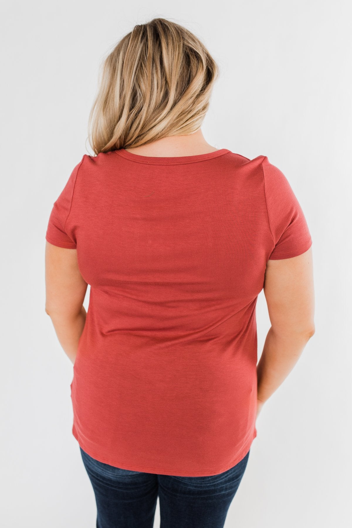This is Me Notch Pocket Top- Brick Red