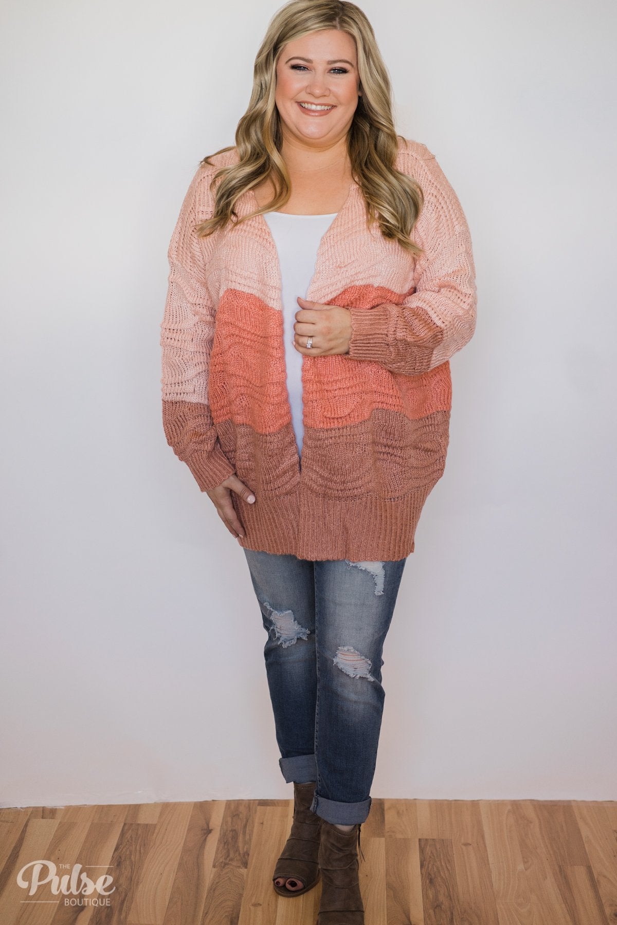 Chunky Knitted Cardigan- Shades of Pink