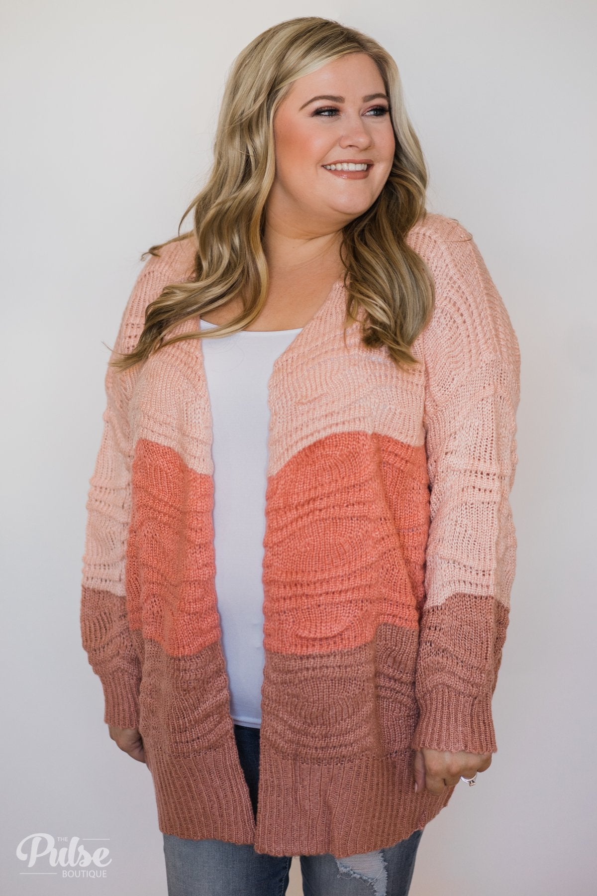 Chunky Knitted Cardigan- Shades of Pink