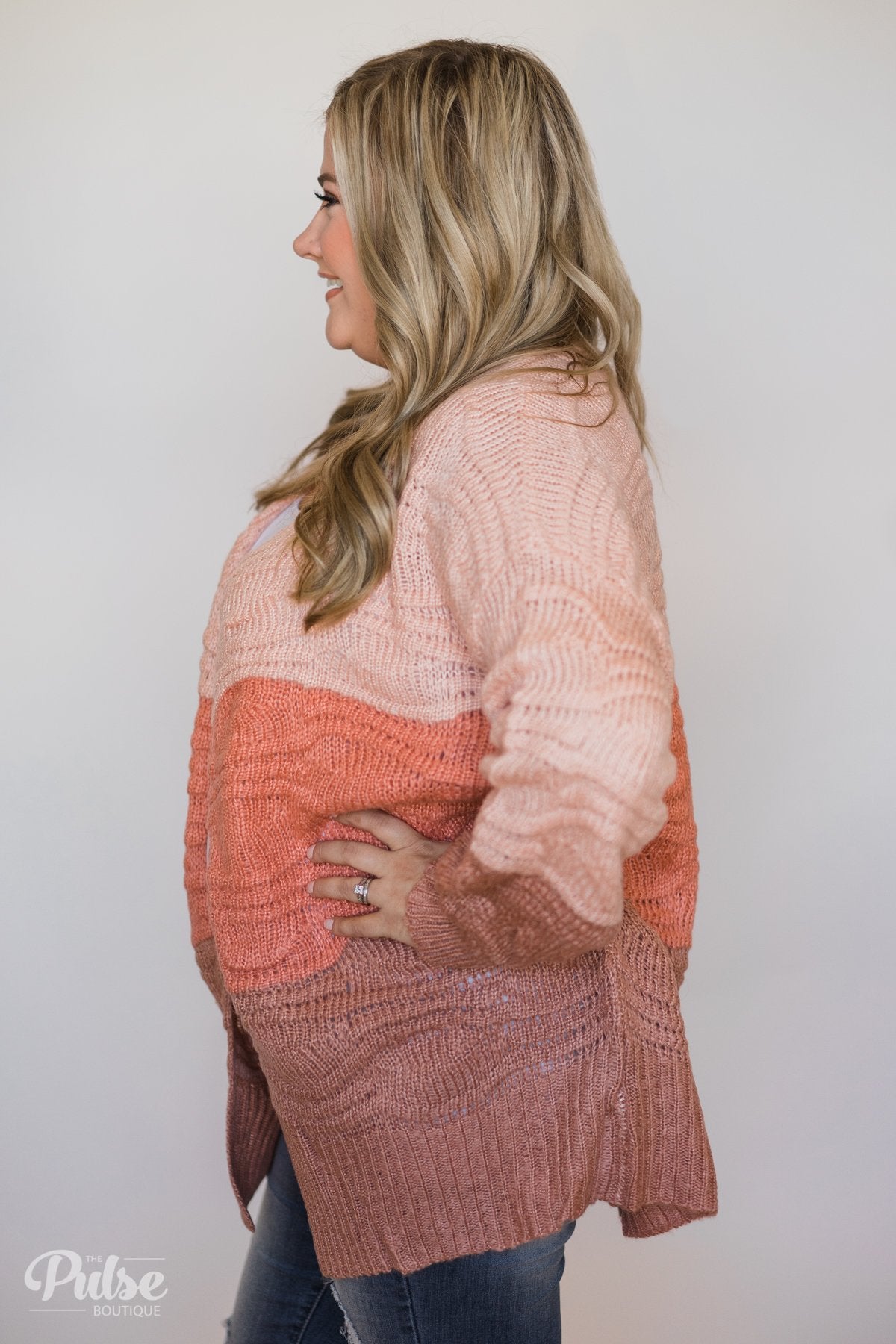 Chunky Knitted Cardigan- Shades of Pink