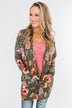 Making Promises Floral Cardigan- Olive