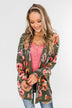 Making Promises Floral Cardigan- Olive