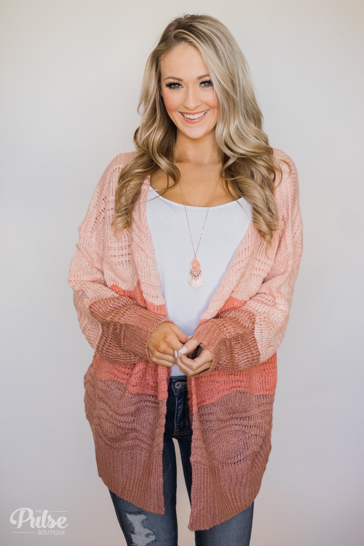 Chunky Knitted Cardigan- Shades of Pink