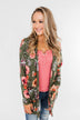 Making Promises Floral Cardigan- Olive